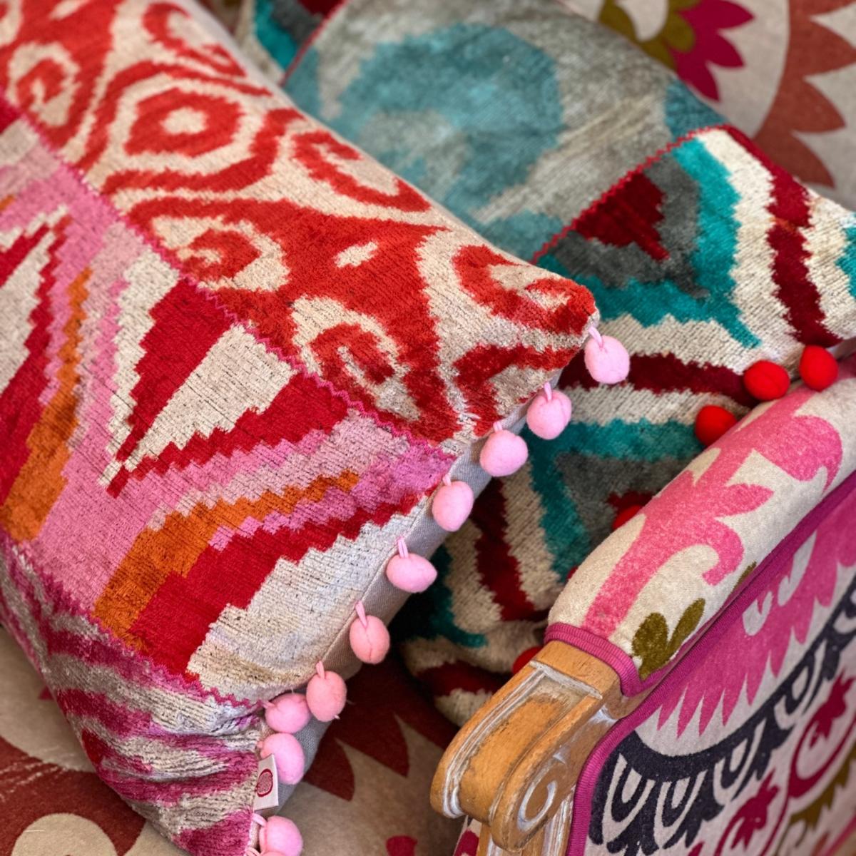 Pink / Purple Stunning Pom Pom Cushion Punica – image 2