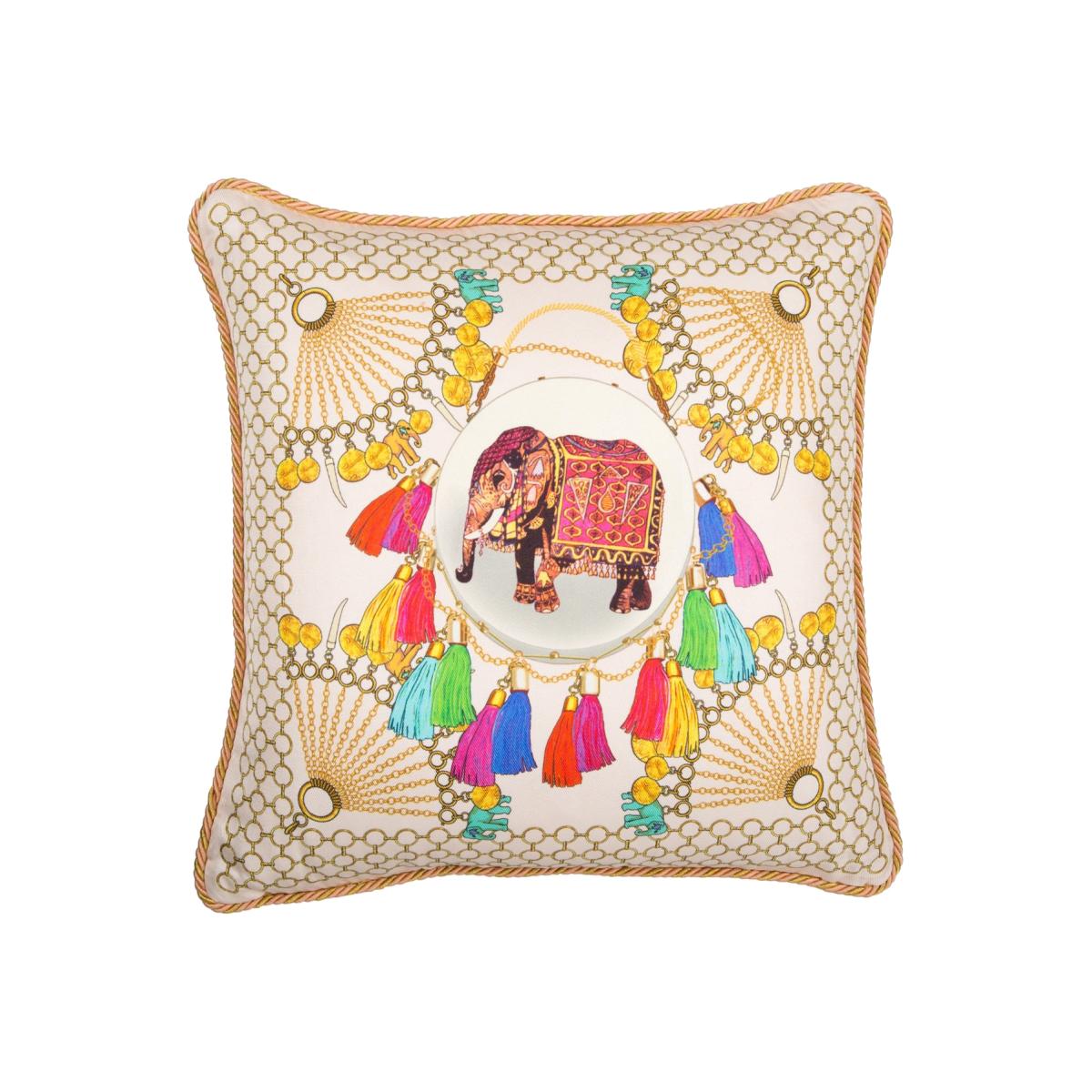 Neutrals / Pink / Purple Agra Pink Silk Cushion Bivain