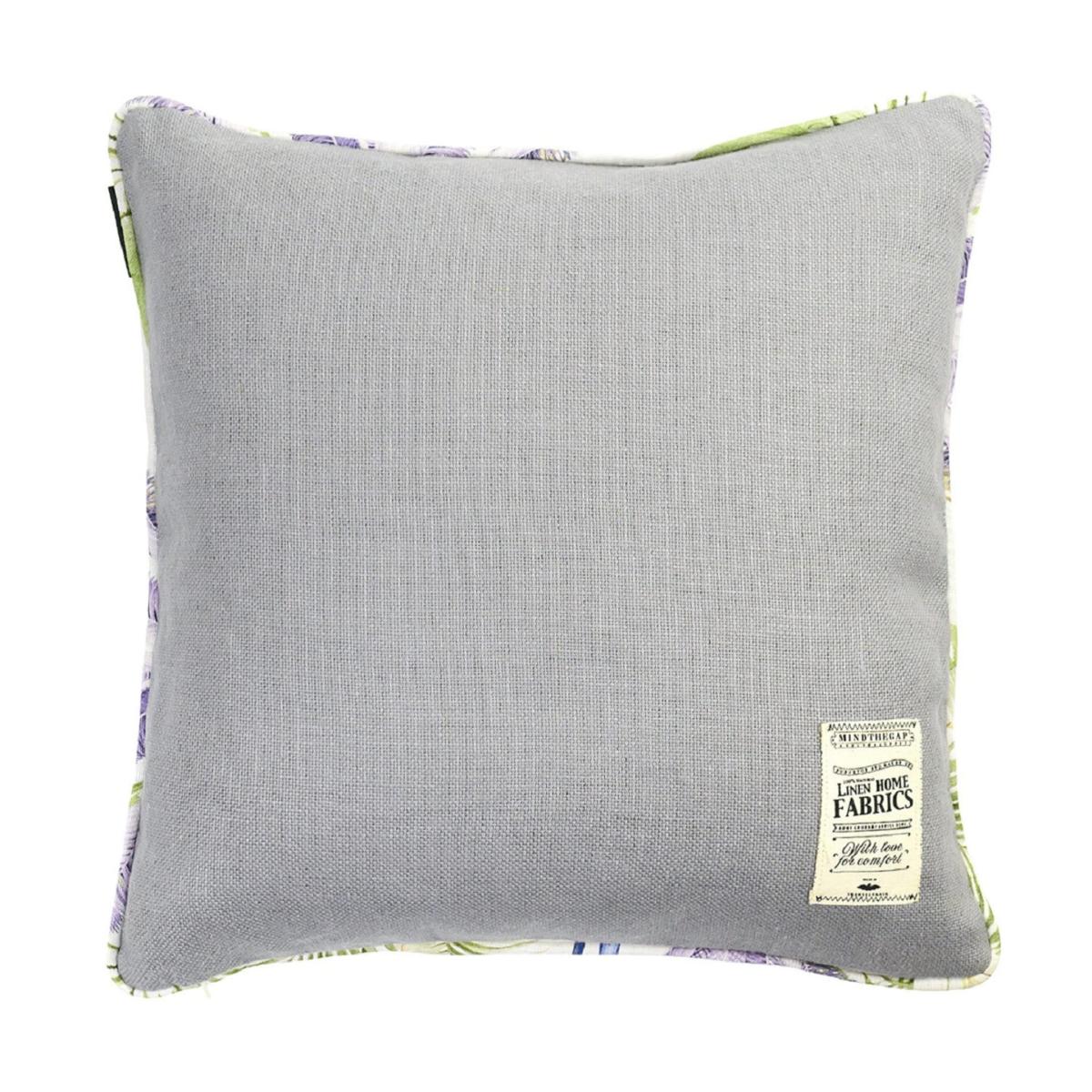 Green / Pink / Purple Palmeras / Frost Grey Linen Cushion By Mindthegap – image 2