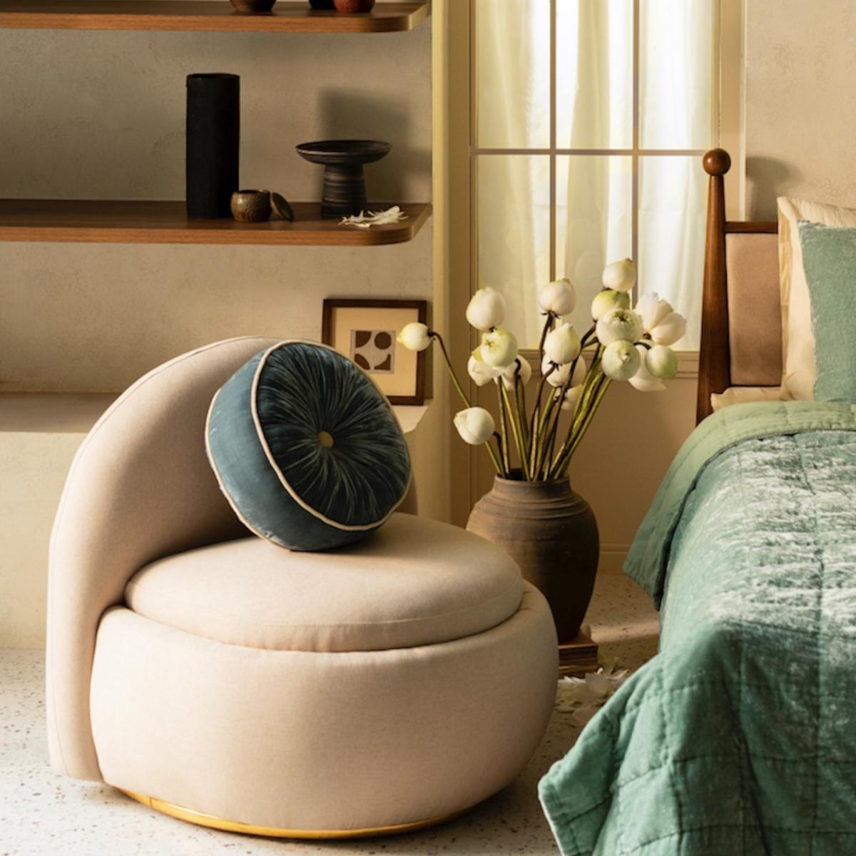 Blue Pumpkin Cushion - Duck Egg X Sand The Annam House – image 2