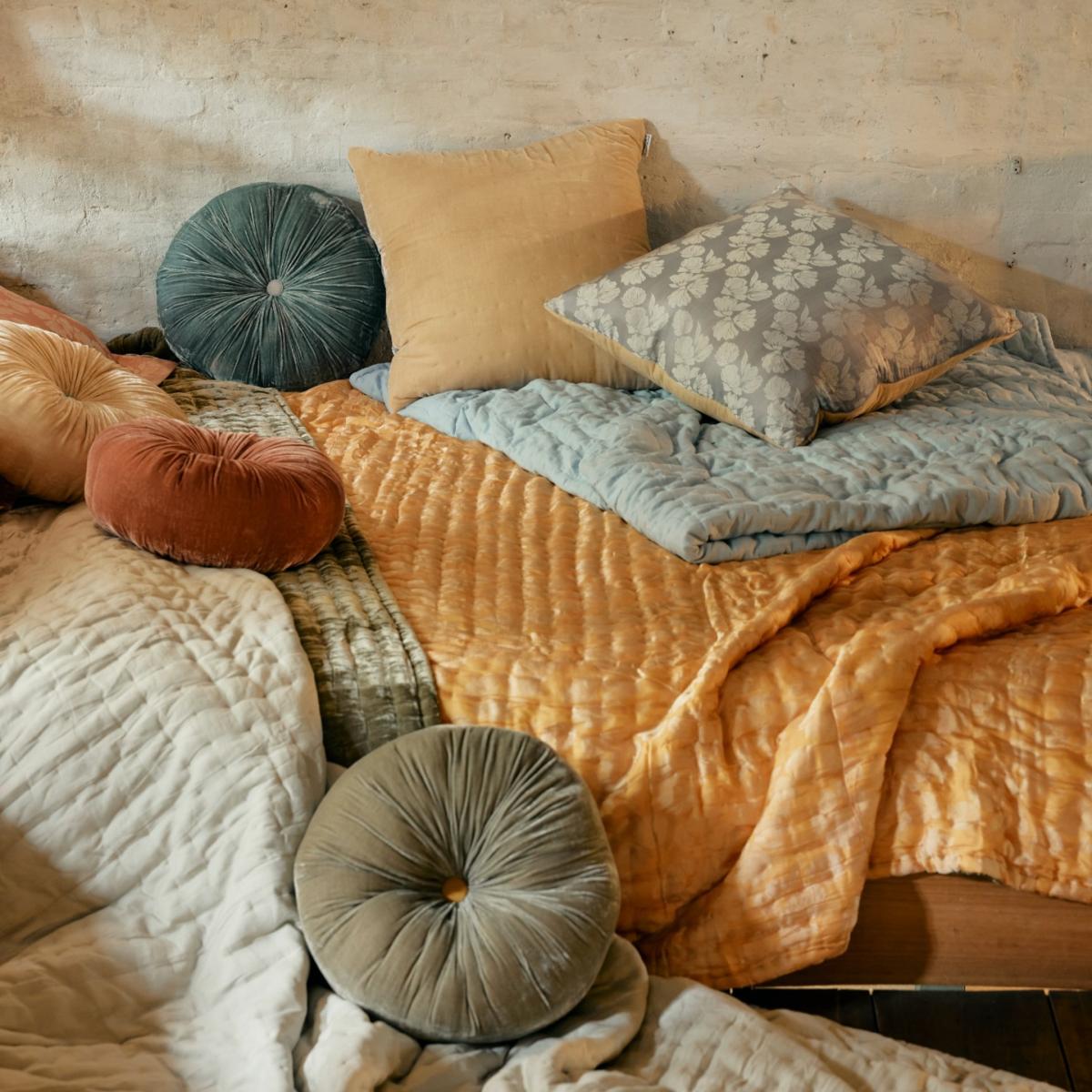 Pumpkin Lush Velvet Cushion - Large - Duck Egg The Annam House – image 2