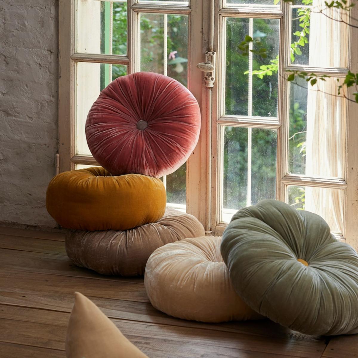 Pumpkin Lush Velvet Cushion - Large - Duck Egg The Annam House – image 3