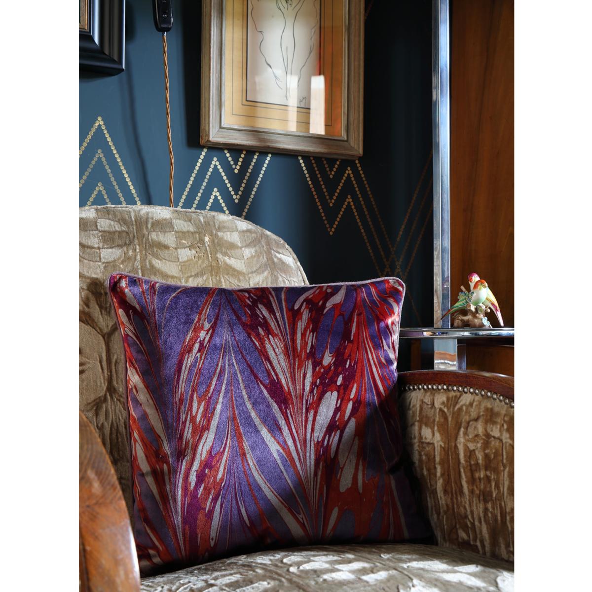 Pink / Purple / Yellow Jewelled Neptune Velvet Cushion One Size Susi Bellamy – image 2