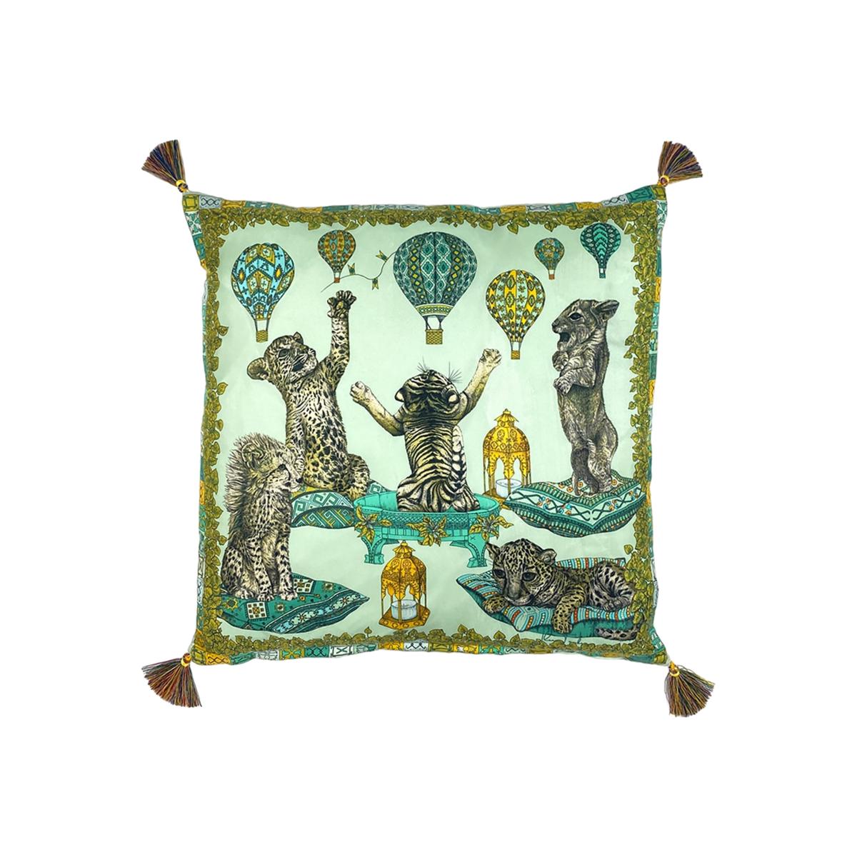 Silk Cushion The Cats Empire Green Ilona Tambor – image 1