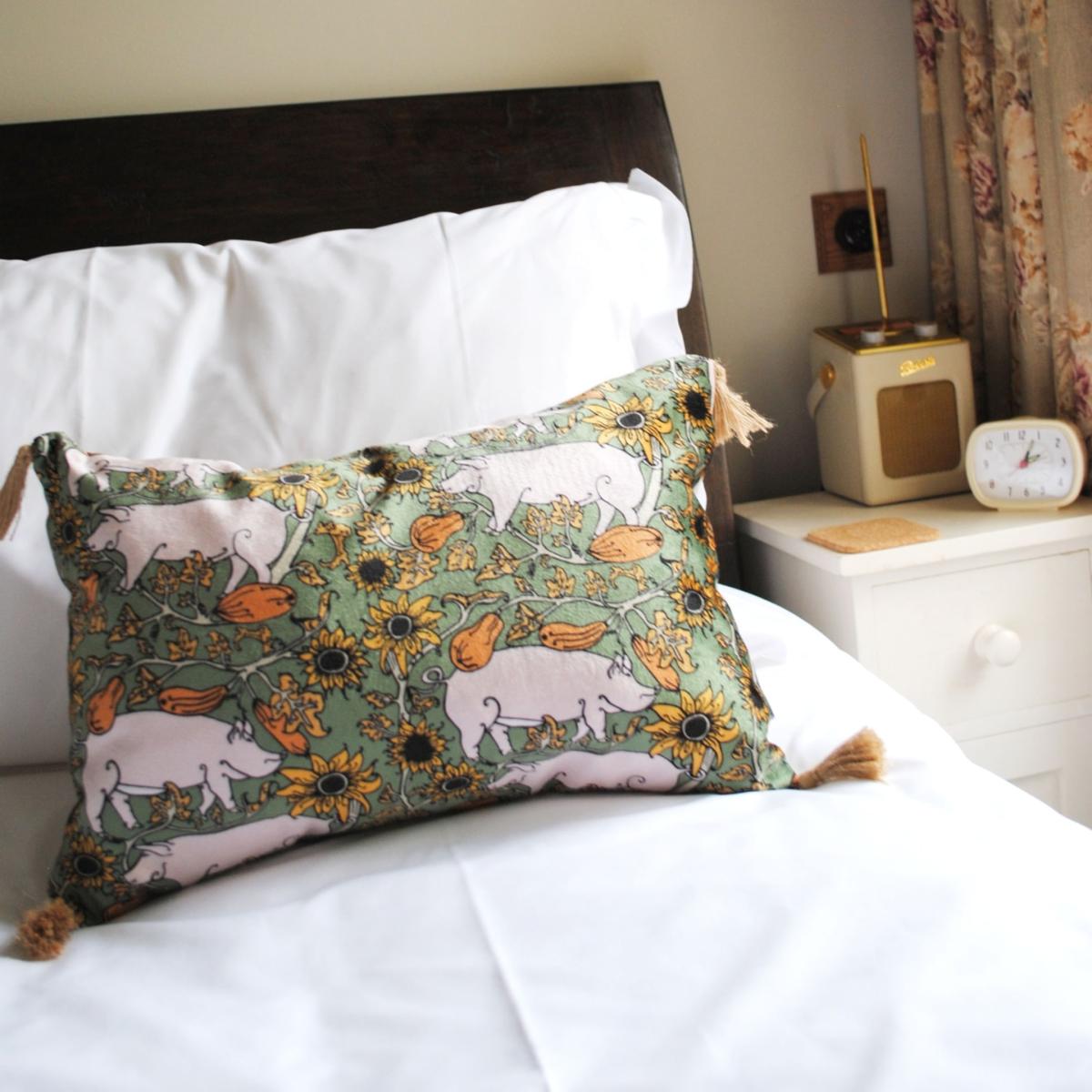 The Country Pig Green Rectangle Cushion Laura B Interiors – image 2