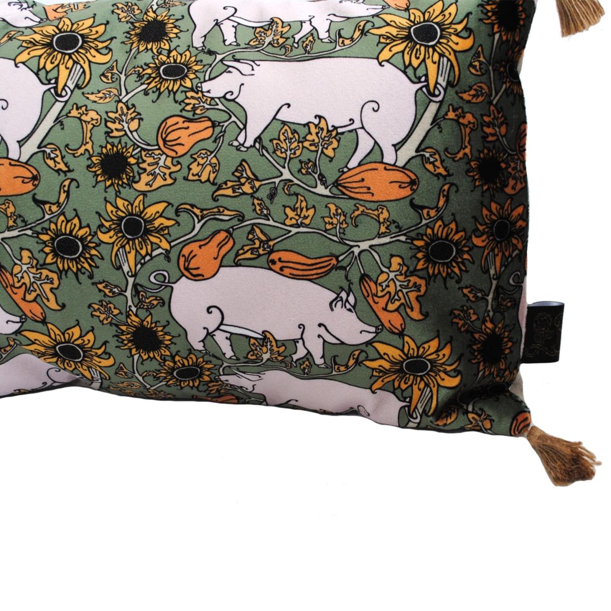 The Country Pig Green Rectangle Cushion Laura B Interiors – image 3