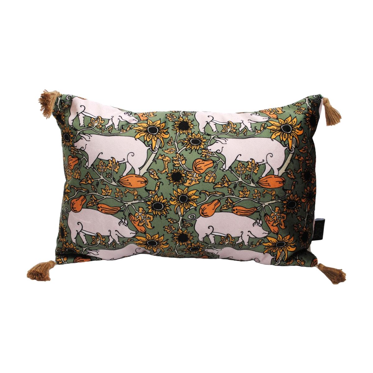 The Country Pig Green Rectangle Cushion Laura B Interiors – image 1
