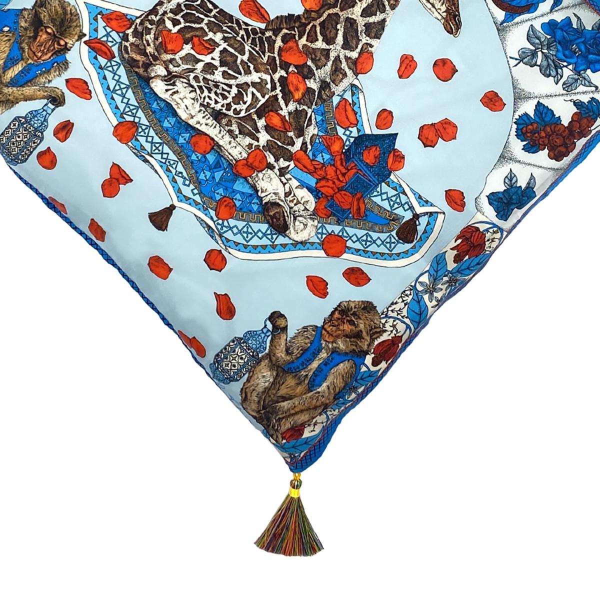 The Magic Giraffe Silk Cushion Blue Ilona Tambor – image 2
