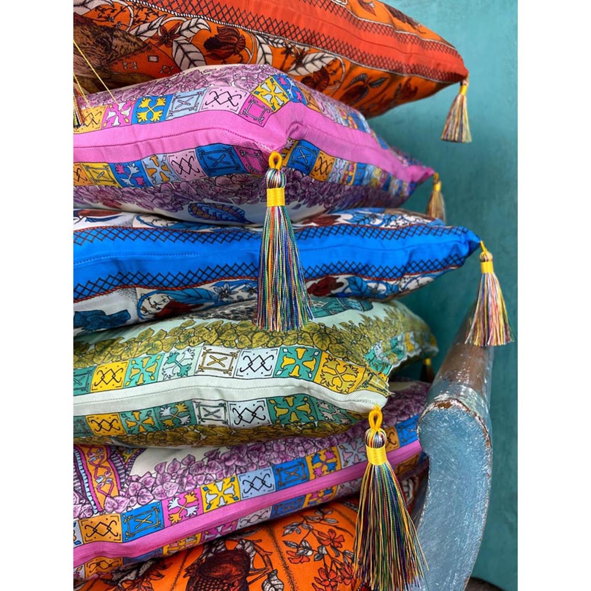 The Magic Giraffe Silk Cushion Blue Ilona Tambor – image 5