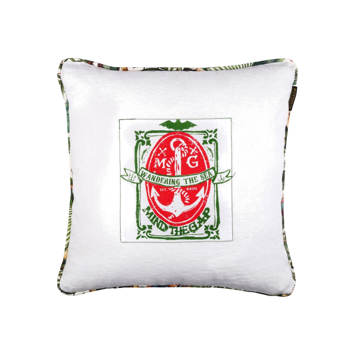 Yellow / Orange / White Wandering The Sea Linen Square Cushion Mindthegap – image 1