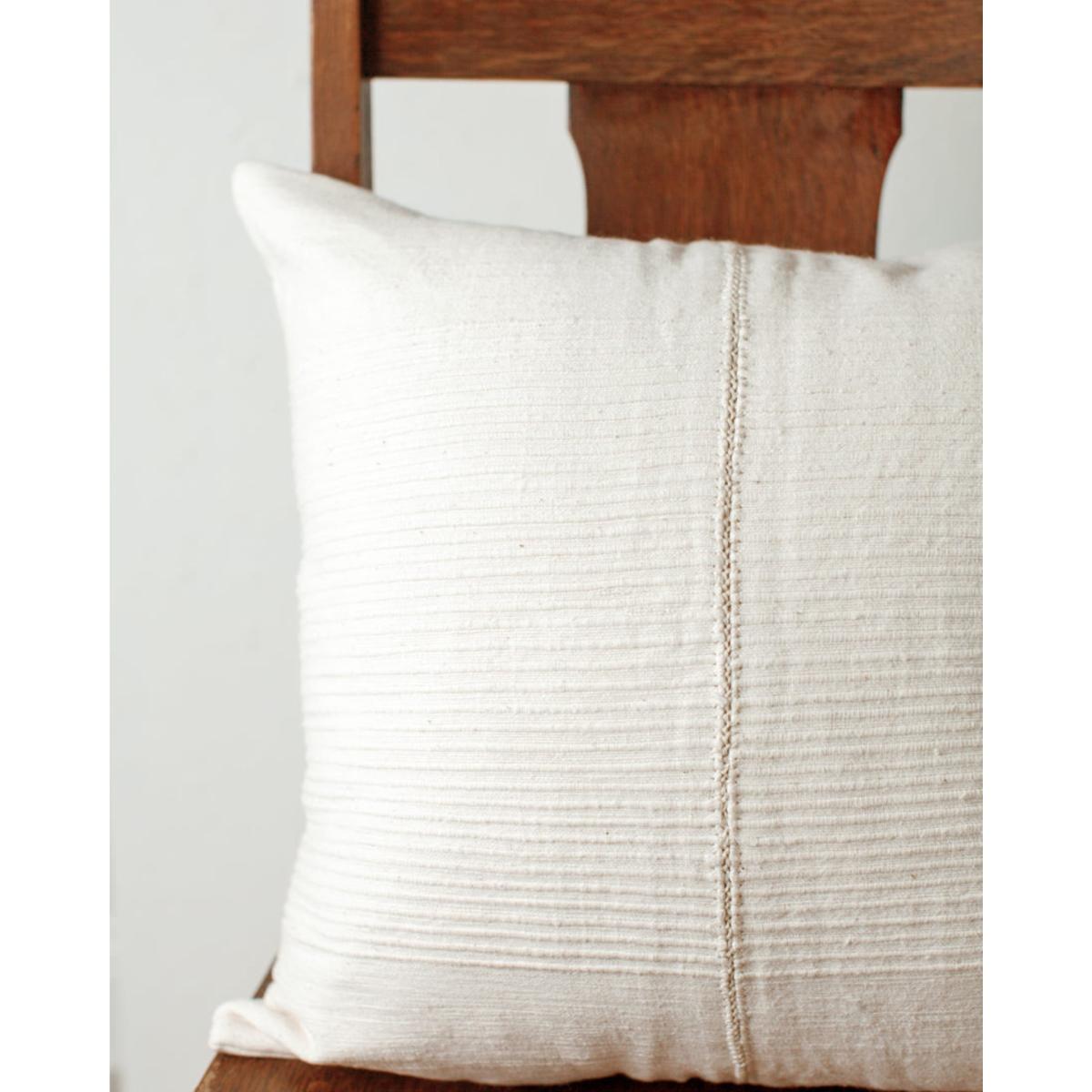 White Riviera Hand-Stitch Throw Pillow Natural One Size Acacia Creations – image 2