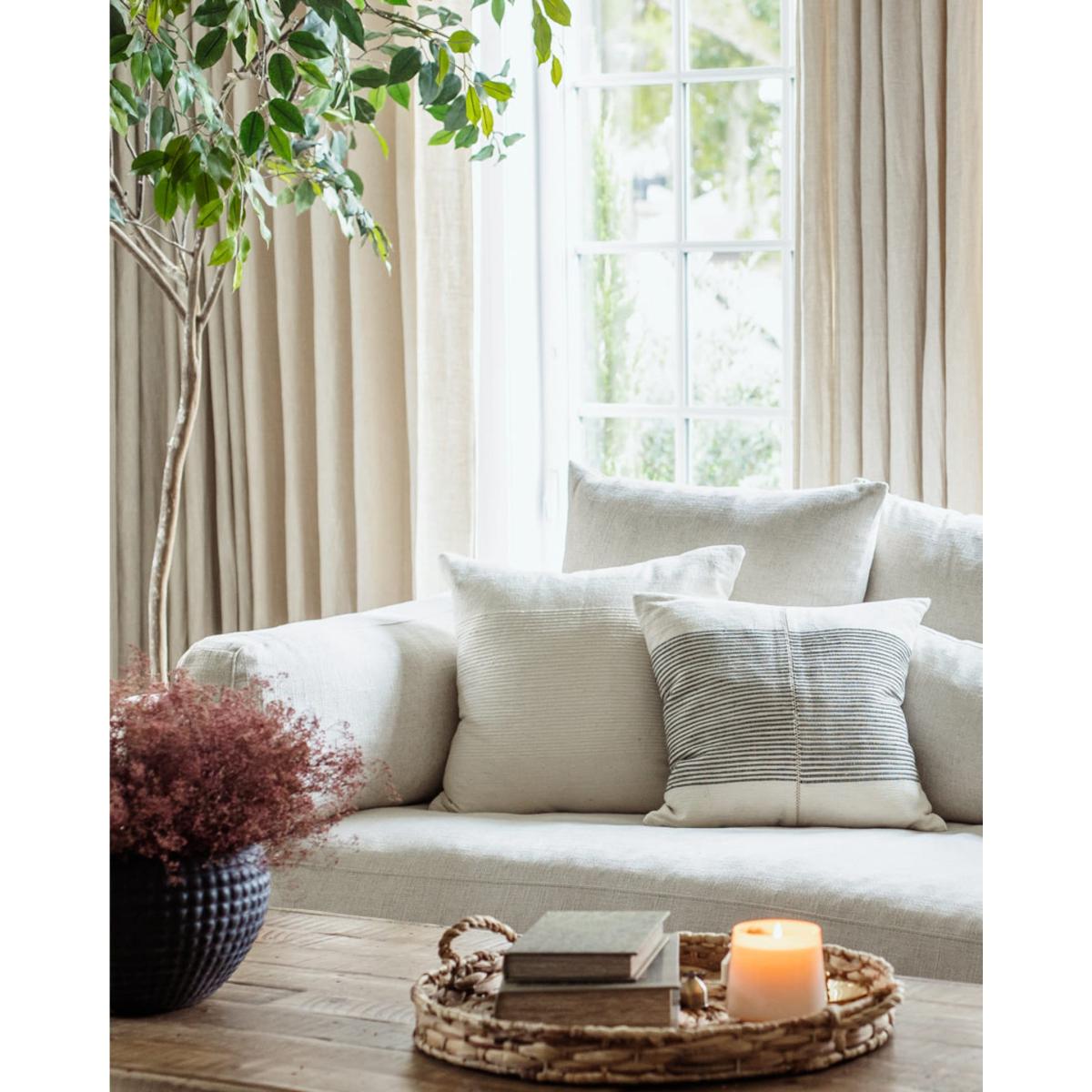 White Riviera Hand-Stitch Throw Pillow Natural One Size Acacia Creations – image 4