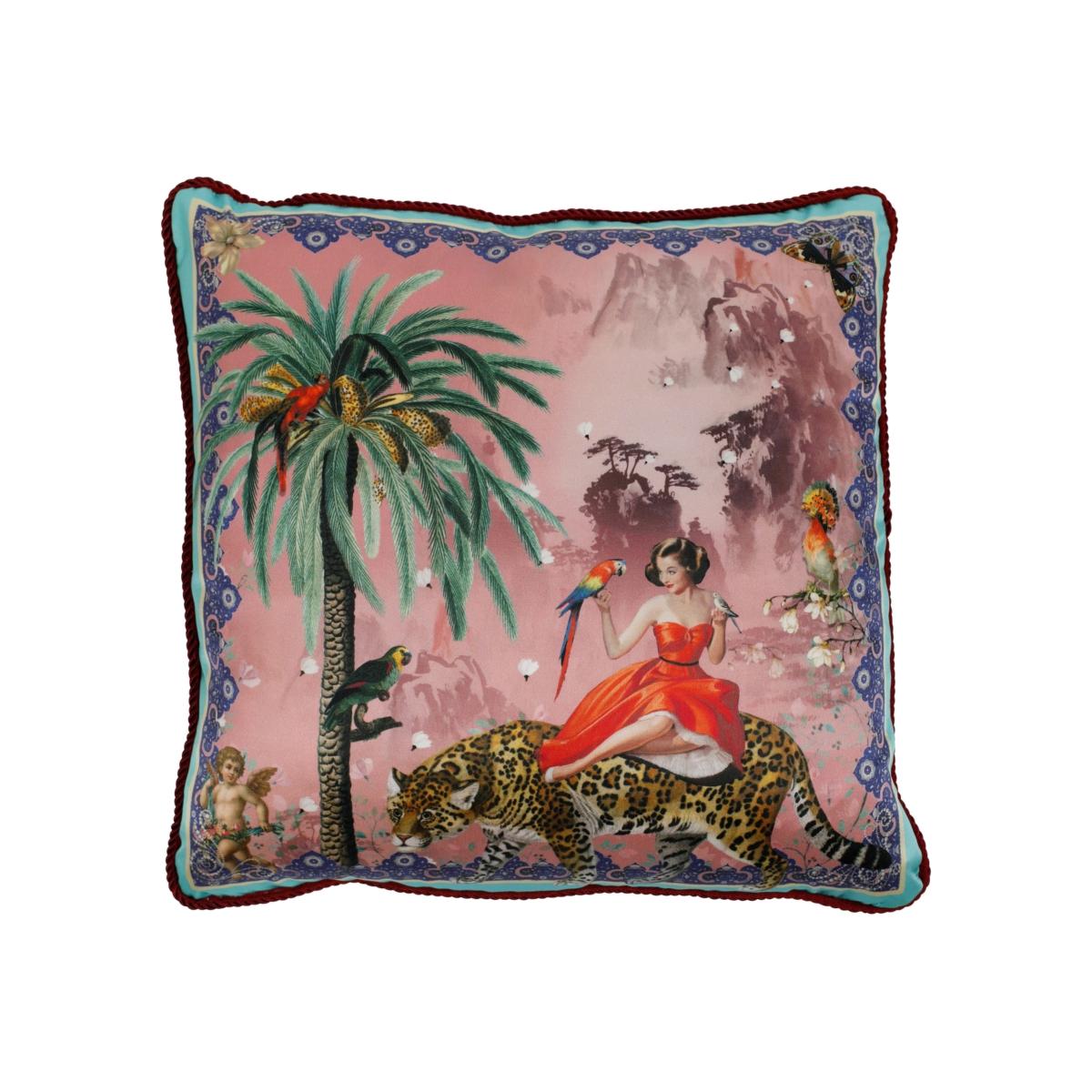 Pink / Purple Mary Silk Cushion - Pink & Purple Myrtle & Mary