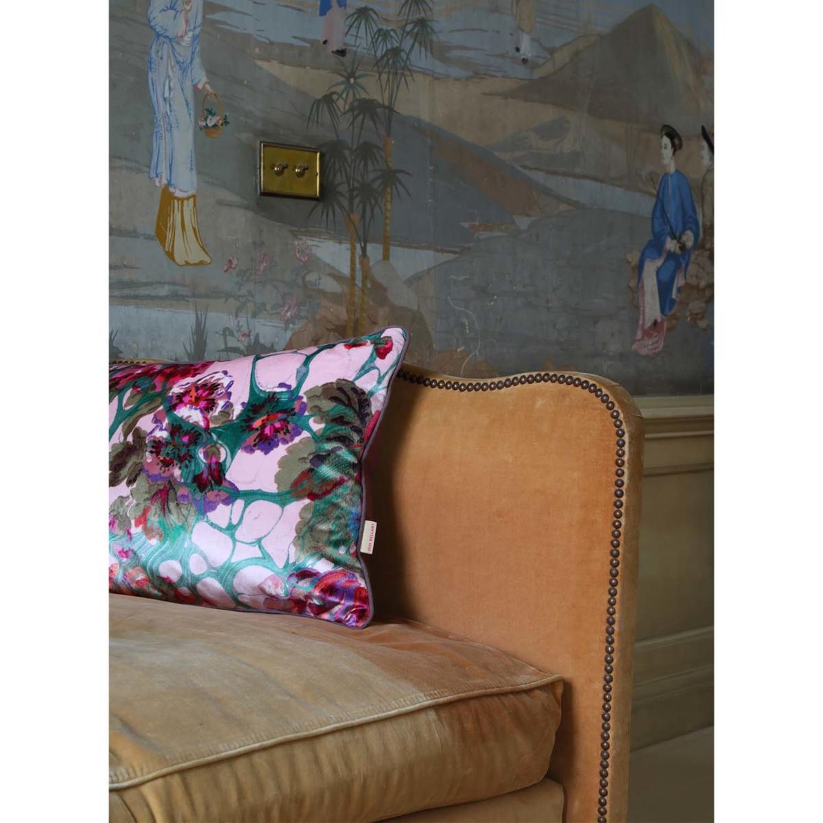 Pink / Purple / Blue Pink Rose Marbled Velvet Cushion One Size Susi Bellamy – image 5