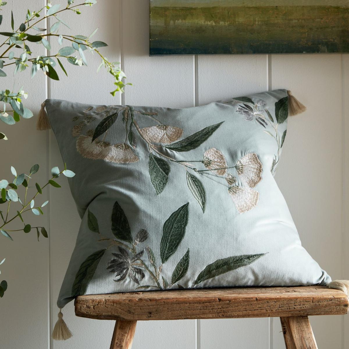 Green Kew Gardens Mimosa Cushion - Charcoal 50X50Cm Pure Table Top – image 3