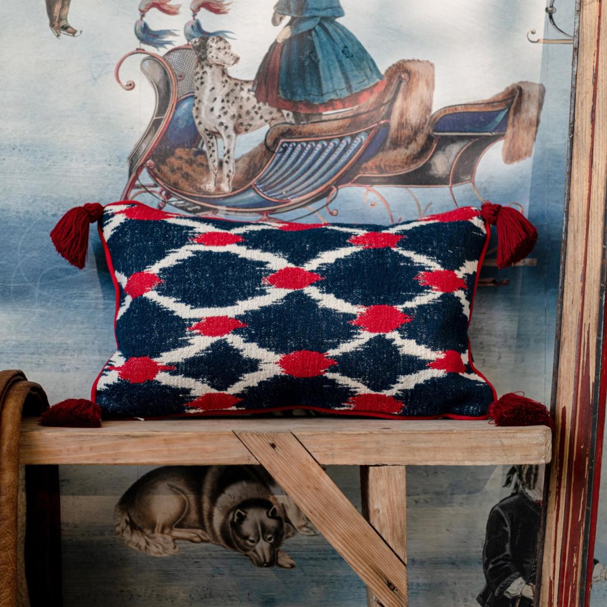 Blue / White / Red Seebensee Rectangular Cushion By Mindthegap – image 2