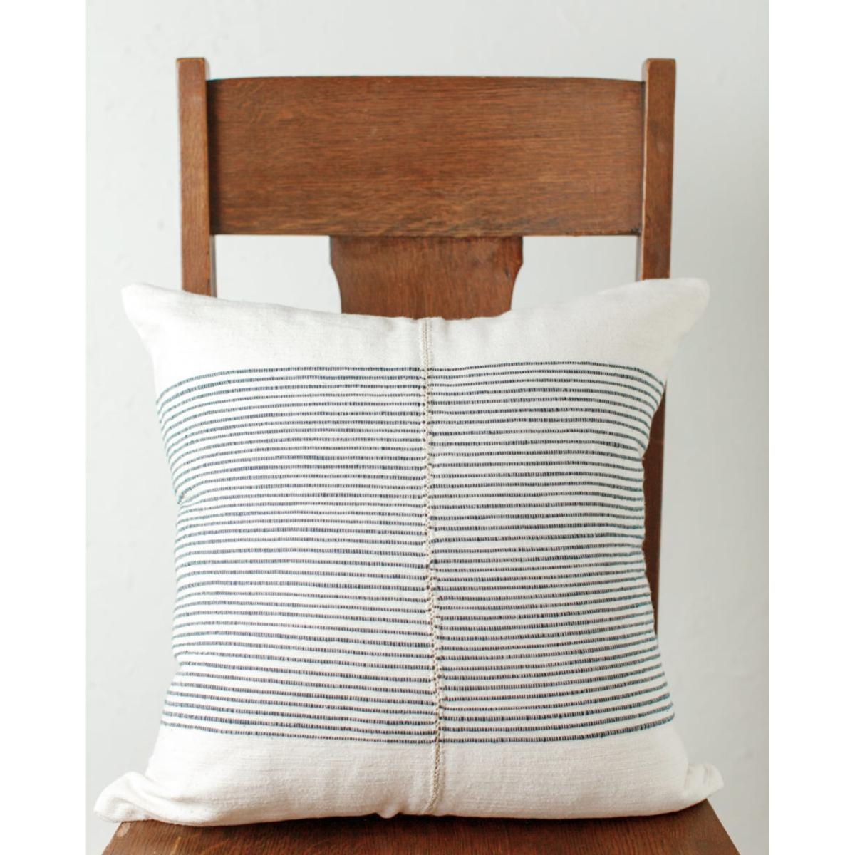 Blue / White Riviera Hand-Stitch Throw Pillow Navy Acacia Creations – image 4