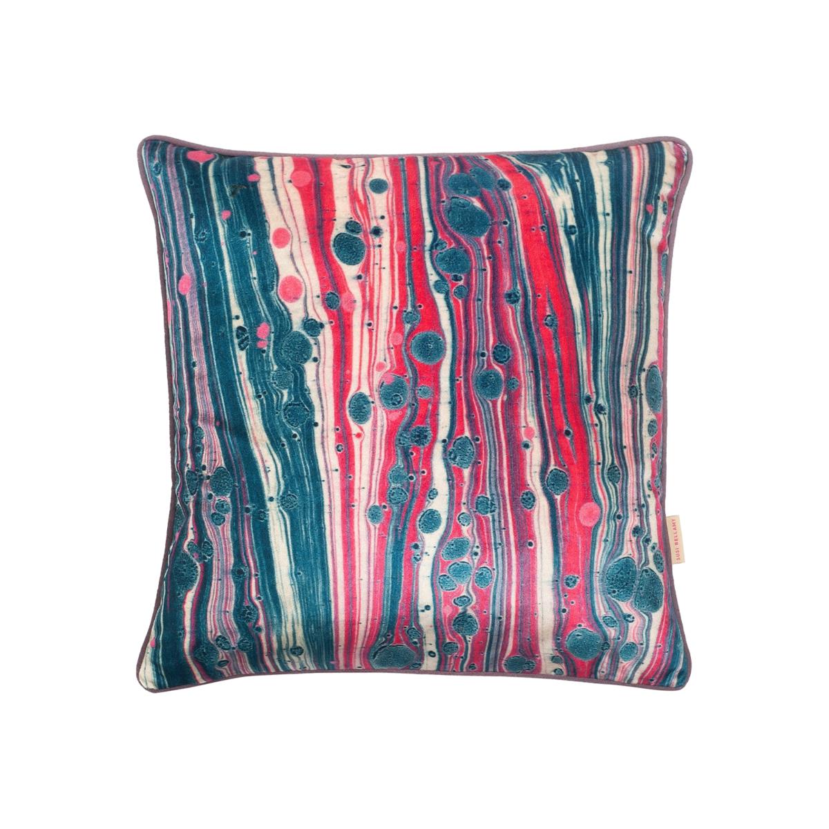Blue / Pink / Purple Orchid Zebra Velvet Cushion Susi Bellamy – image 1