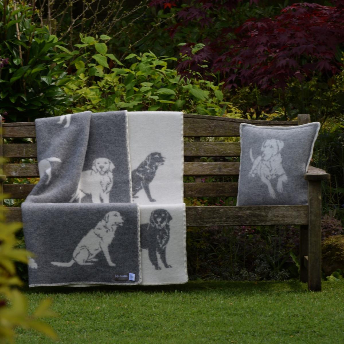Grey / Neutrals / White Grey Dog Wool Cushion J. j.textile – image 2