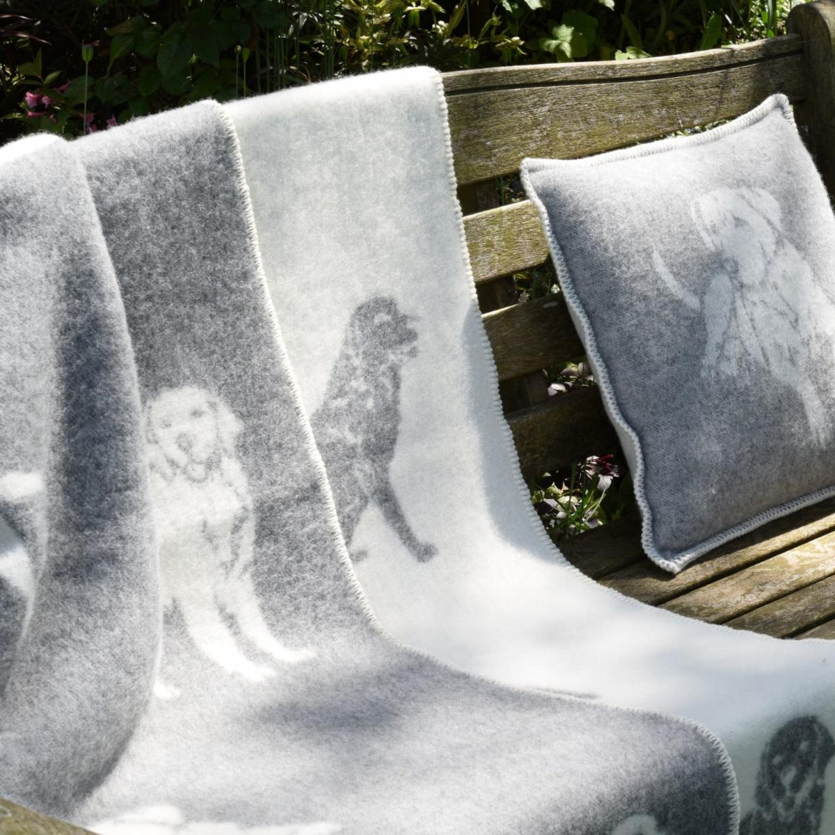 Grey / Neutrals / White Grey Dog Wool Cushion J. j.textile – image 3