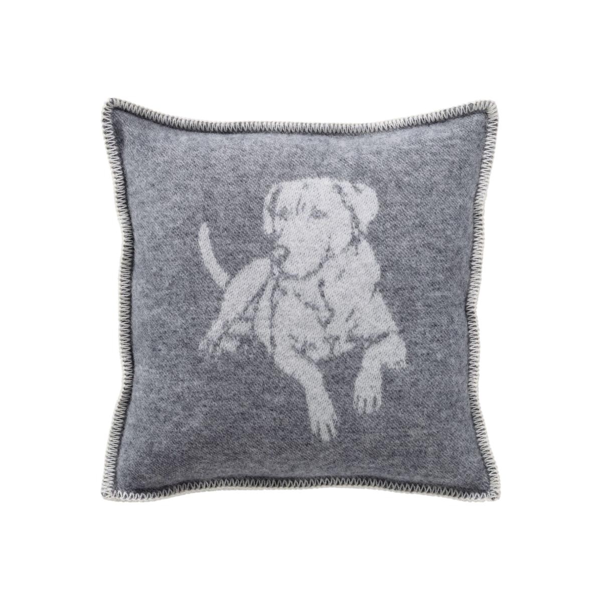 Grey / Neutrals / White Grey Dog Wool Cushion J. j.textile – image 1