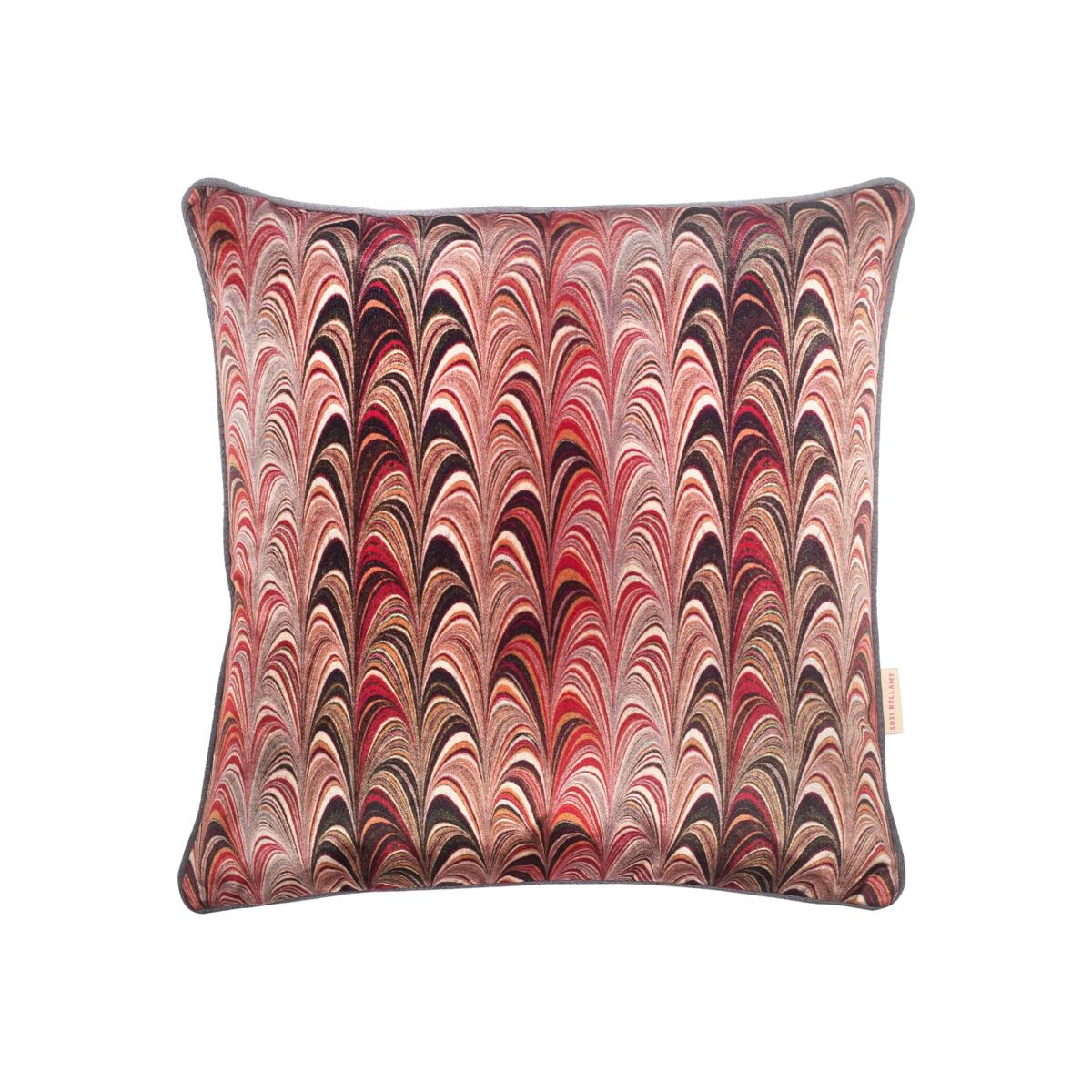 Neutrals / Black / Grey Autumn Fine Comb Velvet Cushion Susi Bellamy – image 1