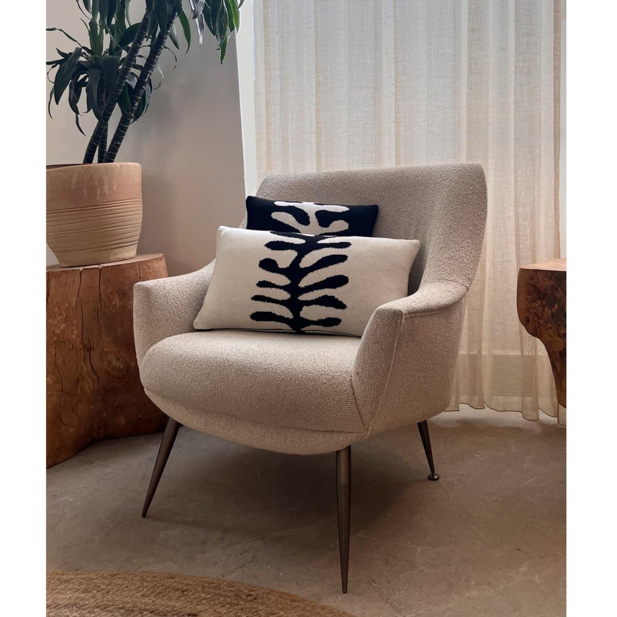 Organic Shape Wool & Cashmere Knitted Cushion Rectangular White One Size Ingmarson – image 2
