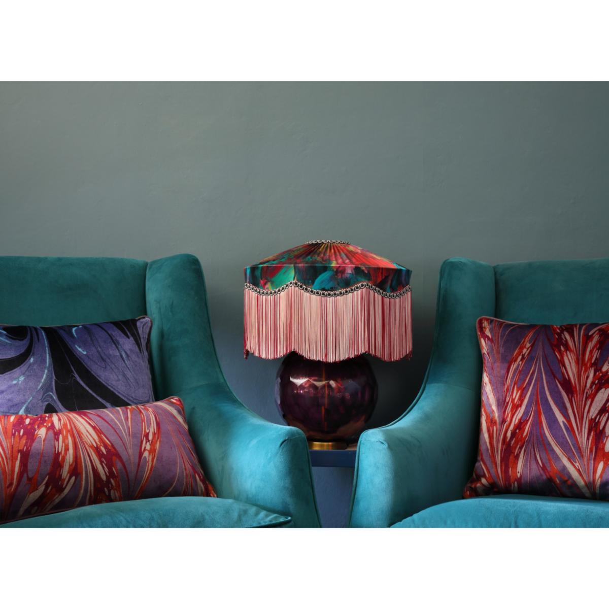 Neutrals / Pink / Purple Jewelled Neptune Oblong Velvet Cushion One Size Susi Bellamy – image 3