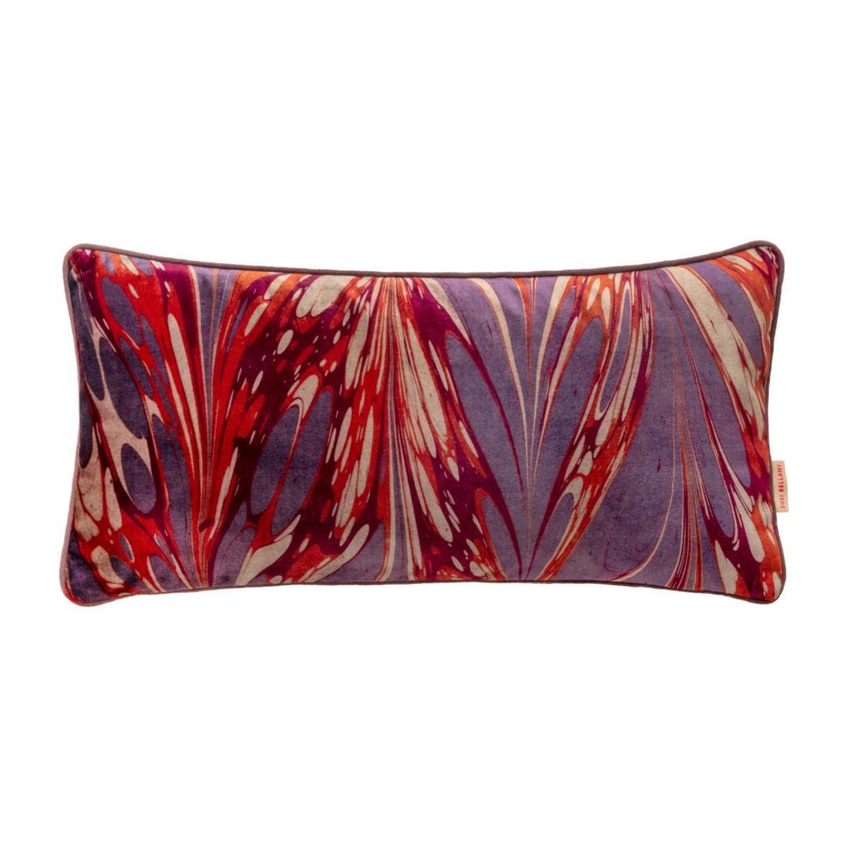 Neutrals / Pink / Purple Jewelled Neptune Oblong Velvet Cushion One Size Susi Bellamy – image 1