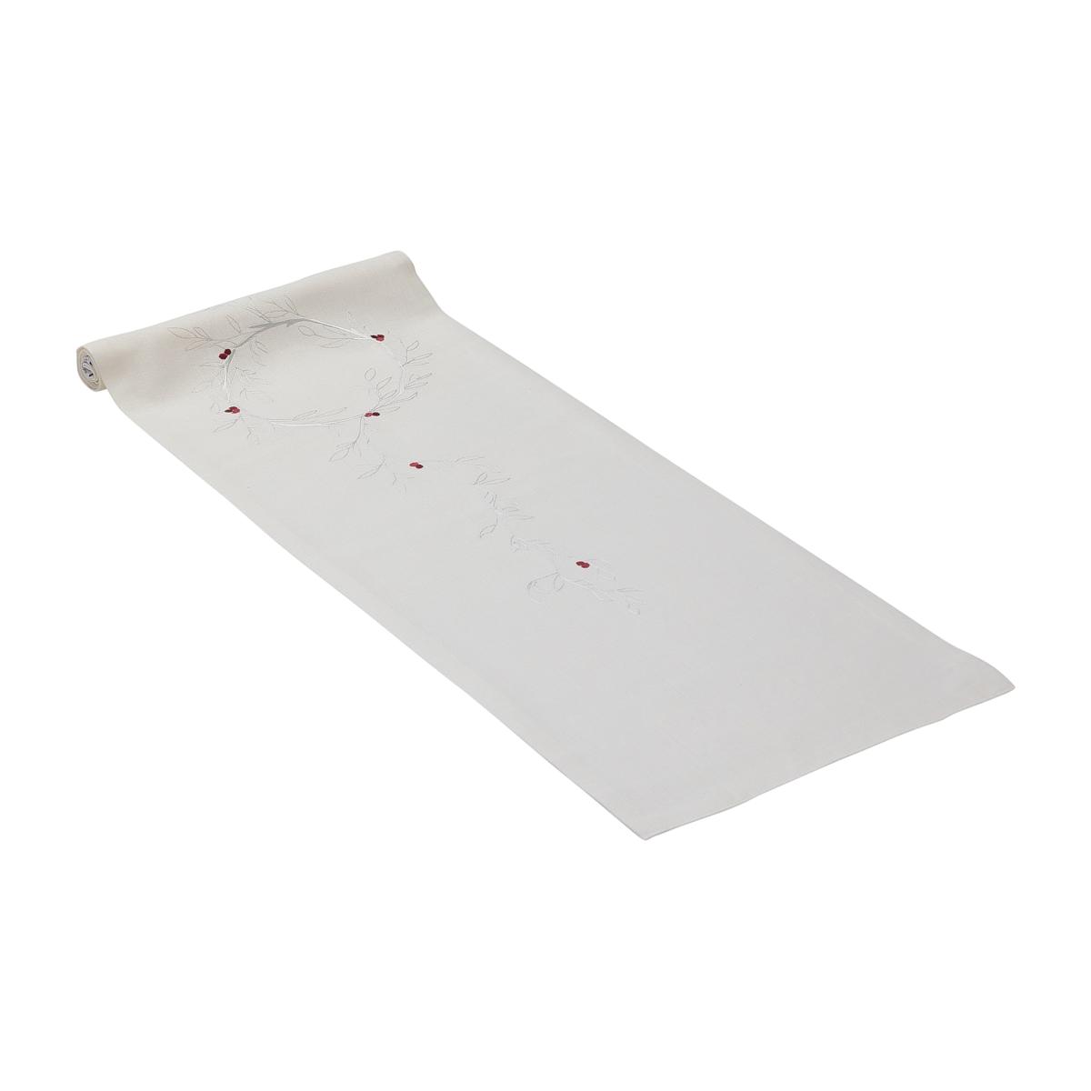 White Wreath Berry Tablerunner Irish Linen House