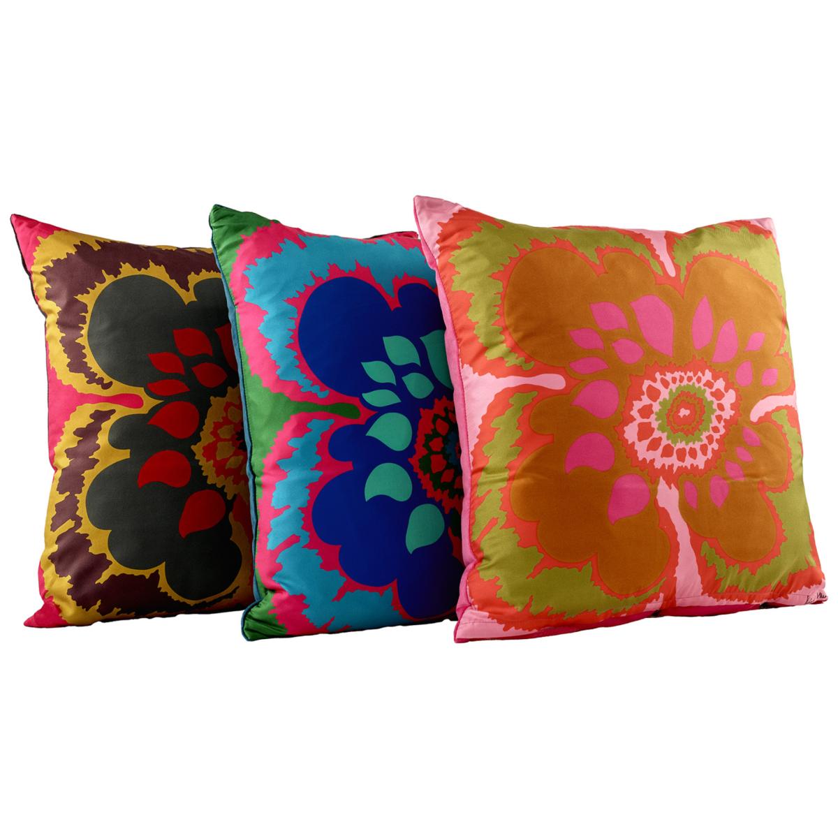 Red / Green / Yellow Ruby Elsa Silk & Velvet Cushion Richard Allan London – image 3