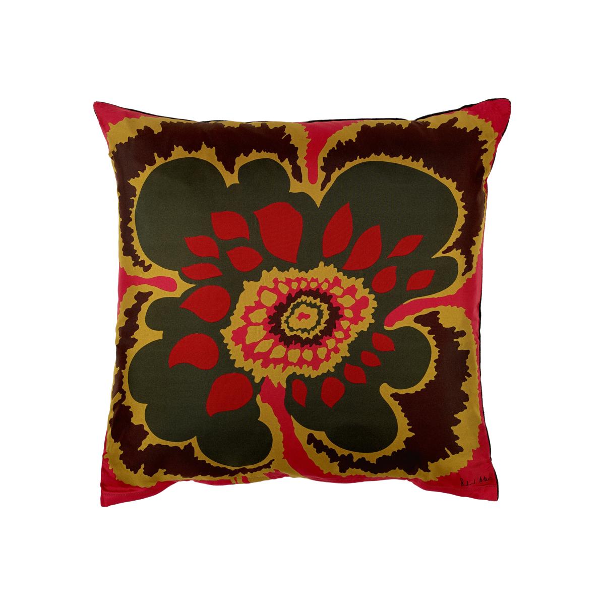 Red / Green / Yellow Ruby Elsa Silk & Velvet Cushion Richard Allan London – image 1