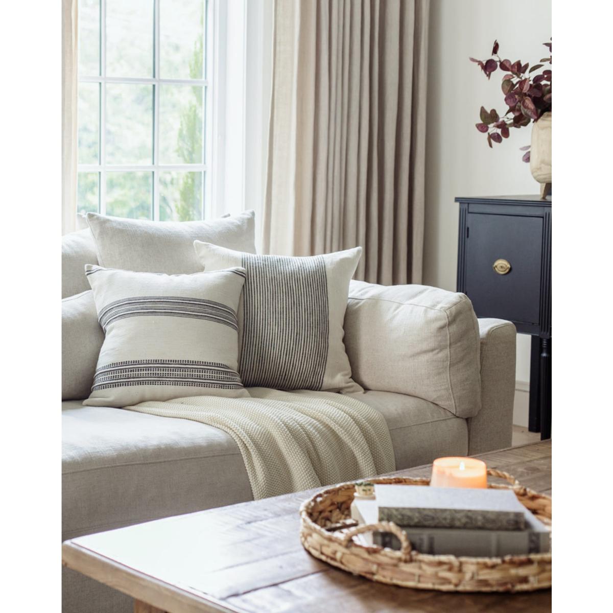 Grey / White Aden Throw Pillow Natural With Grey One Size Acacia Creations – image 3