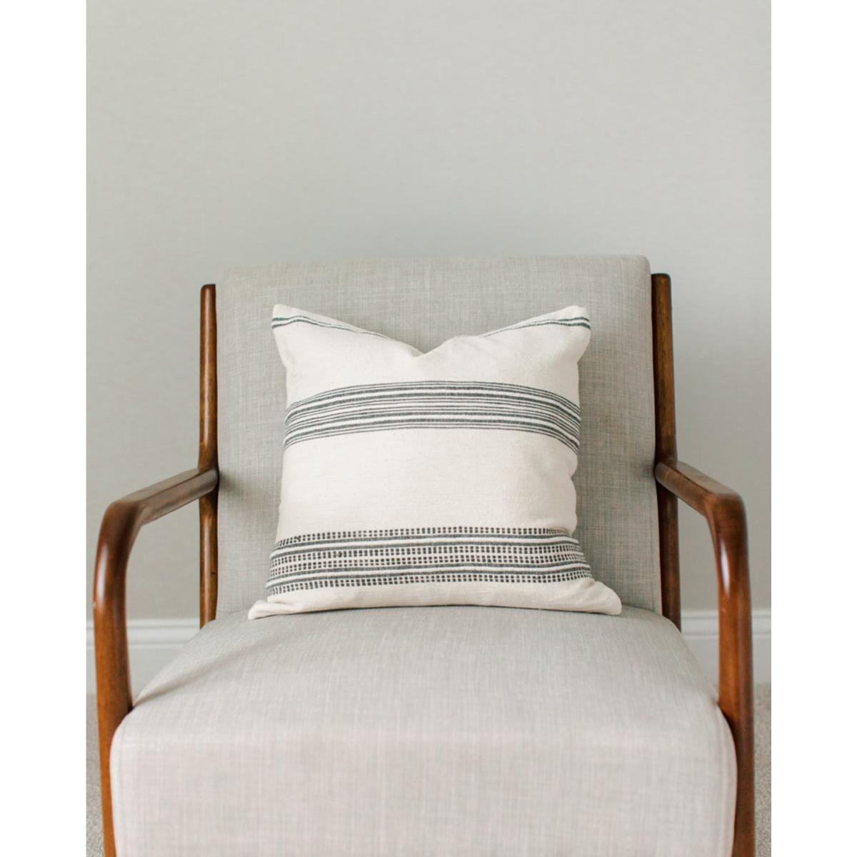 Grey / White Aden Throw Pillow Natural With Grey One Size Acacia Creations – image 4