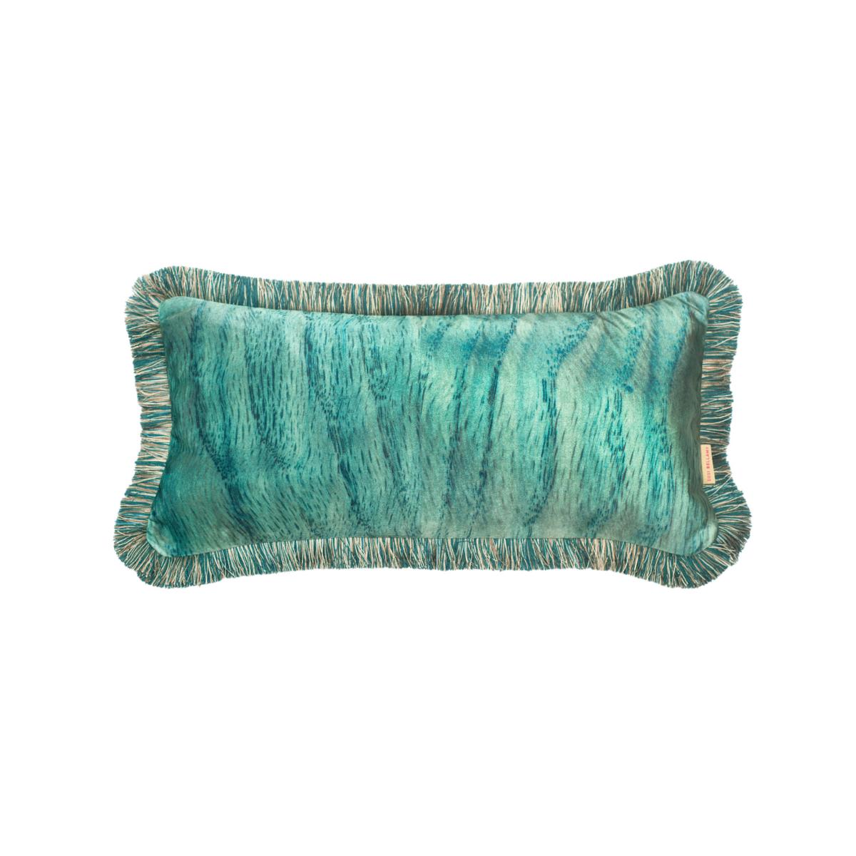 Blue Ruched Viridian Grain Velvet Cushion Susi Bellamy – image 2