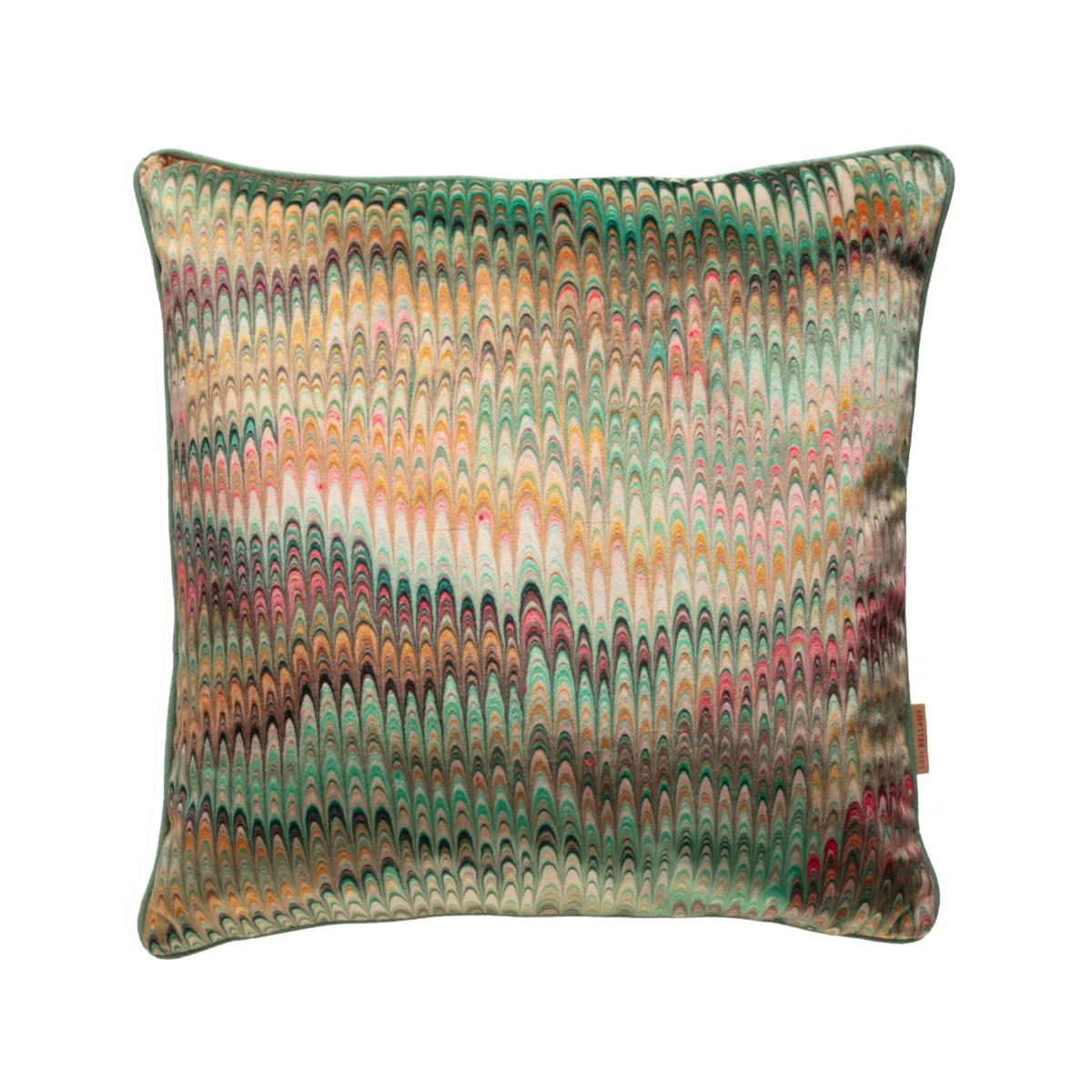Green / Pink / Purple Multi Plumes Velvet Cushion One Size Susi Bellamy – image 2