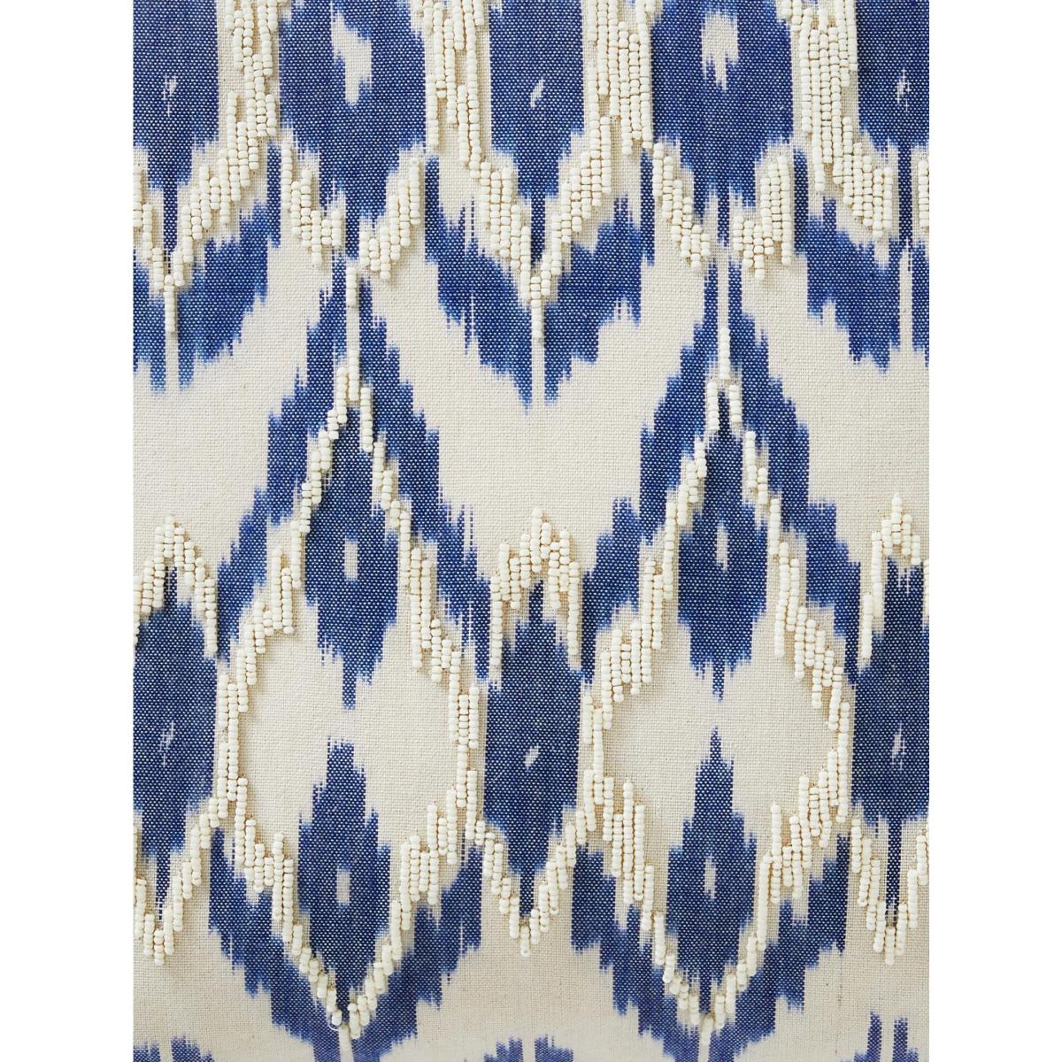 Blue / White Ikat Hand Embroidered Cushion One Size Fameed Khalique Ltd – image 3