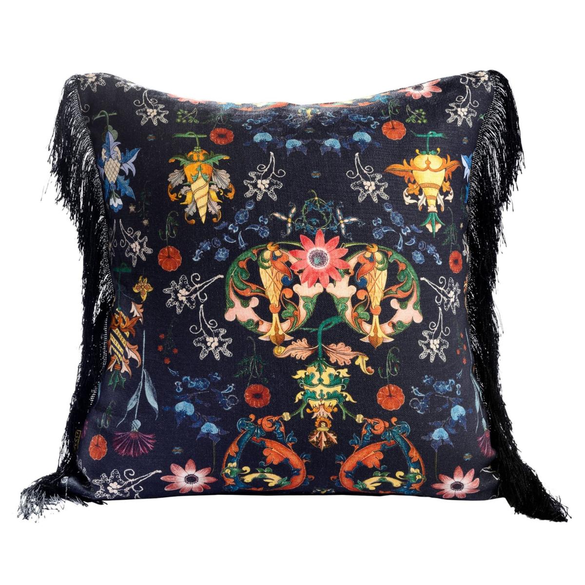 Blue / Yellow / Orange Transylvania Folk Linen Square Cushion By Minthegap Mindthegap – image 3