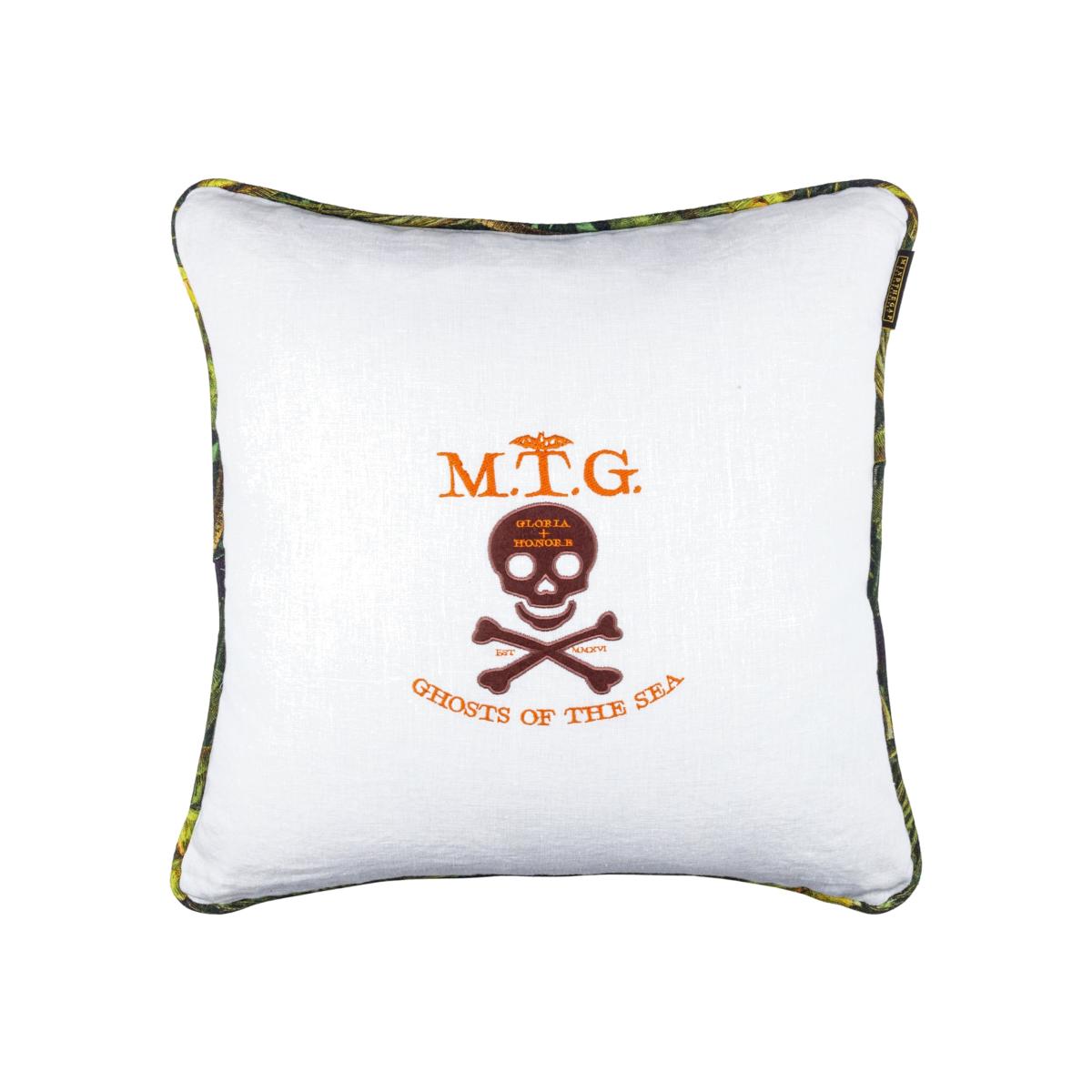 Yellow / Orange / Green Ghost Of The Sea Linen Cushion By Mindthegap – image 1