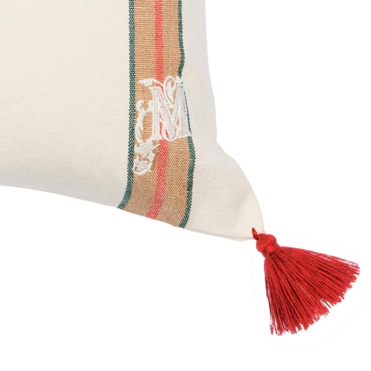Green / White / Brown Herina Stripe Heavy Linen Cushion By Mindthegap – image 3