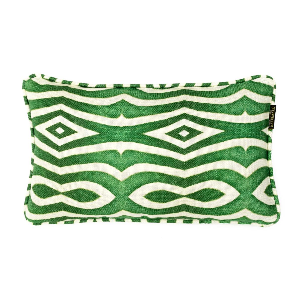 Green / White Riverside Linen Rectangle Cushion By Mindthegap – image 3