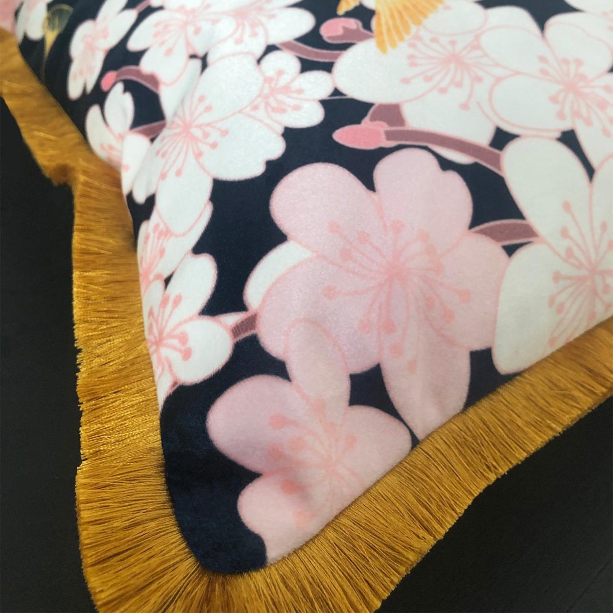Hummingbirds & Blossom Velvet Cushion Amanda West – image 4