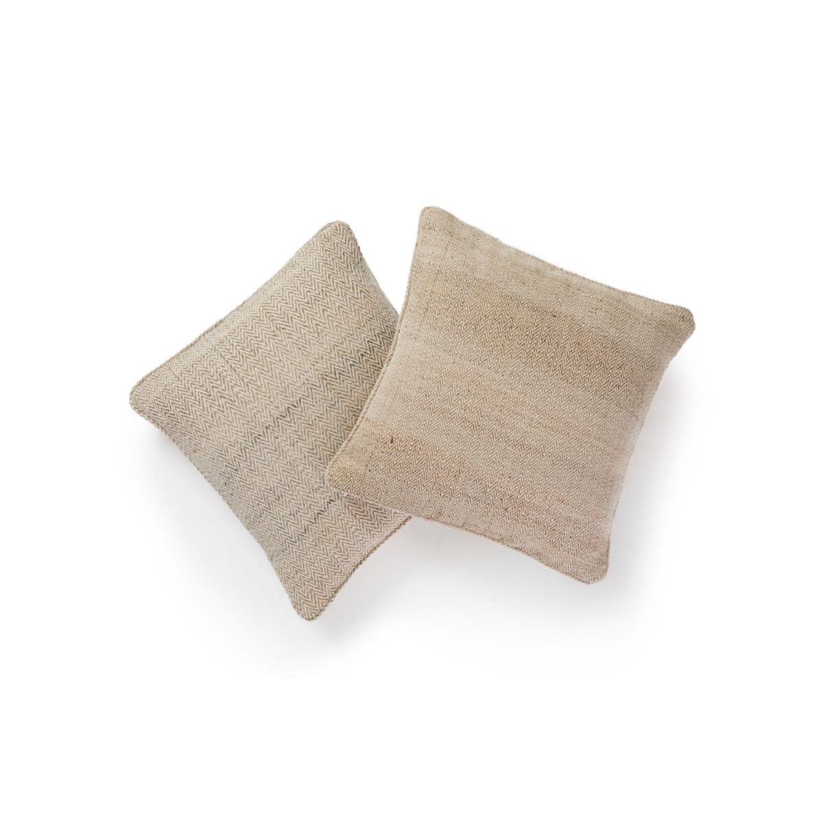 Neutrals Herringbone Hemp Cushion One Size Fameed Khalique Ltd – image 4