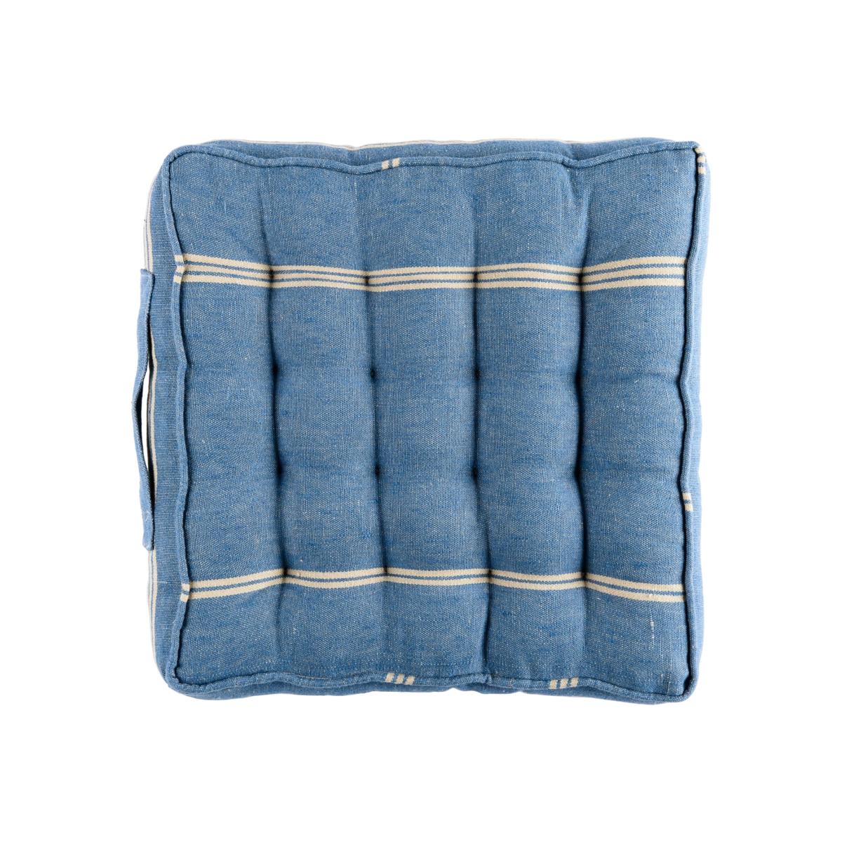 Neutrals / Blue Katalin Stripe Linen Chair Cushion By Mindthegap – image 1