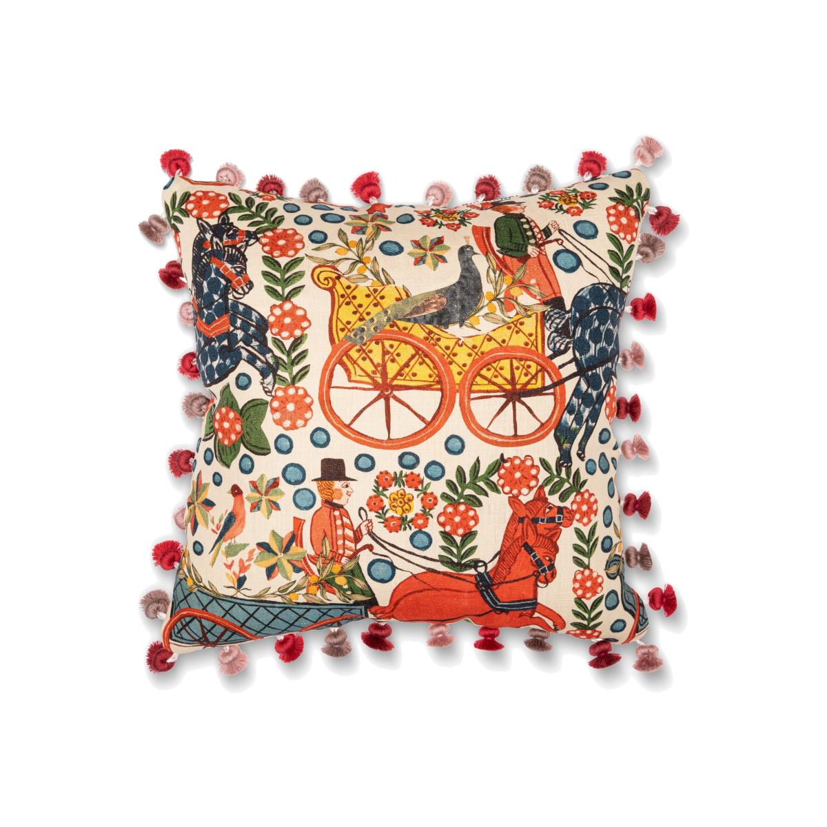 Red / Blue / Yellow Fasnacht Linen Square Cushion By Mindthegap – image 1