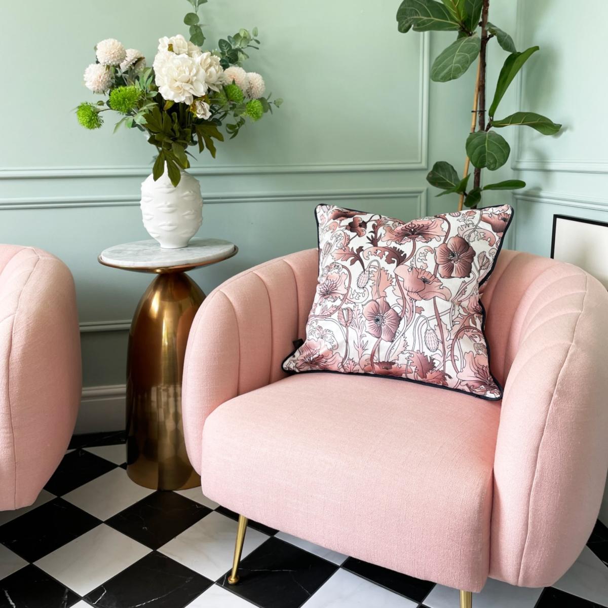 White / Pink / Purple Opium Blush Winter Velvet Cushion The Curious Department – image 2
