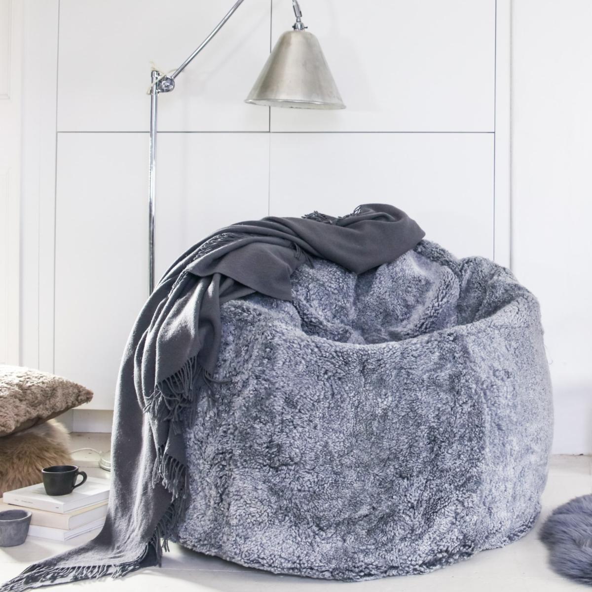 Sheepskin Large Beanbag - Curly Grey Owen Barry – image 2