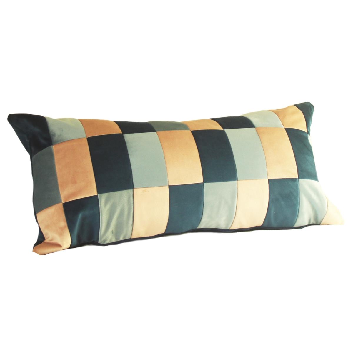 Blue Rectangular Large Velvet Checked Cushion - Navy & Dusk Pink Ellie Pearce Textiles – image 5