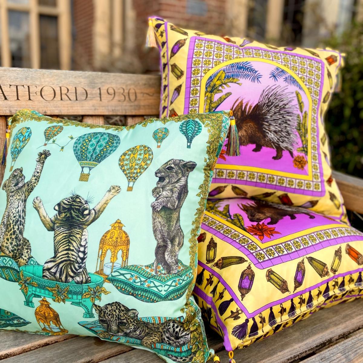 Yellow / Orange Silk Cushion The Moroccan Days Yellow Ilona Tambor – image 2