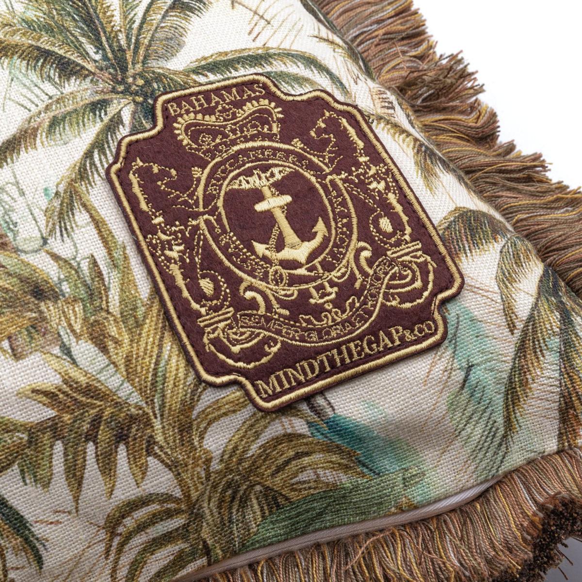 Neutrals / Green / White The Jungle Linen Square Cushion By Mindthegap – image 3